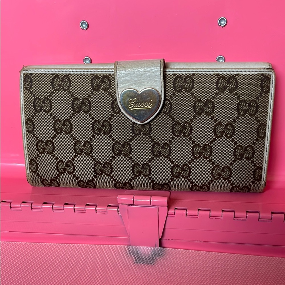 Gucci Brown and Tan Monogram Canvas Wallet